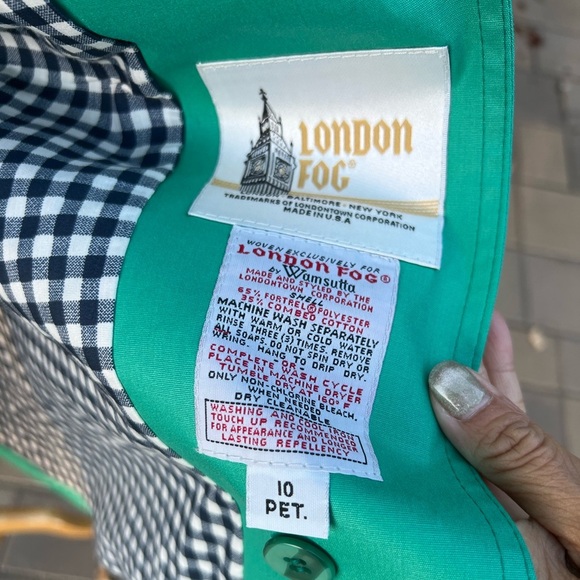 VINTAGE London Fog teal green trench coat|10P - Picture 9 of 11